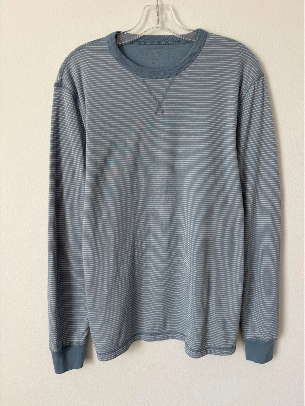 J. Crew Long Sleeve Crew Neck Blue/White Striped Pullover Shirt Men's Size M